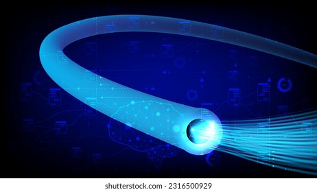 Fiber optic cable technology vector design of internet, network, speed data connection and telecommunication. communication. Vector illustration