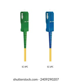 Fiber optic cables with SC connectors, vector