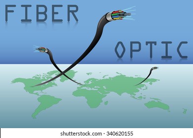 Fiber Optic Cables and World Map