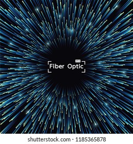 Fiber Optic of glowing backgrounds internet communication concept, Abstract data science flow tunnel. Vector illustration