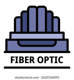 Ícone de fibra óptica na Internet. Contorno de fibra óptica internet vetor ícone cor plana isolado