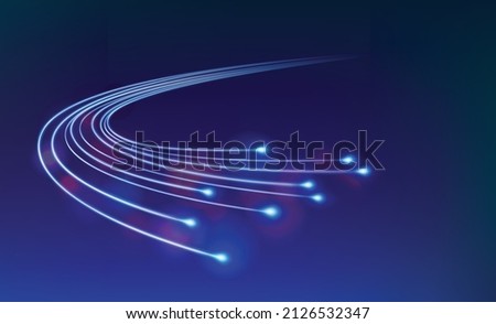Fiber optic light technology. Graphic vector