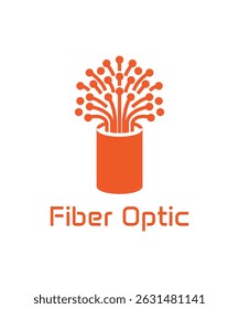 Ilustração do design do ícone do logotipo do cabo aberto da fibra óptica