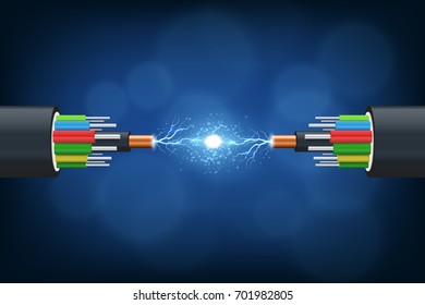 Fiber optical cable. Illustration isolated on blue background. Graphic concept for your design