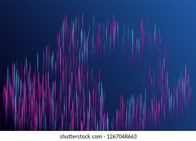 Fiber optics abstract cyber background. Glowing lines falling abstract big data concept tech vector background. Digital geometric blue purple lines streams visual optic technology, speed concept.