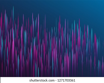 Fiber optics abstract cyber background. Glowing lines falling abstract big data concept tech vector background. Digital geometric blue purple lines streams visual optic technology, speed concept.