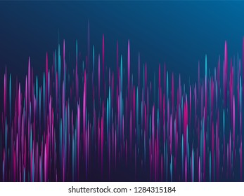 Fiber optics abstract cyber background. Glowing lines falling abstract big data concept tech vector background. Digital geometric blue purple lines streams visual optic technology, speed concept.