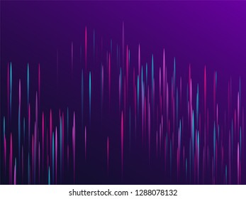 Fiber optics abstract cyber background. Glowing lines falling abstract big data concept tech vector background. Digital geometric blue purple lines streams visual optic technology, speed concept.