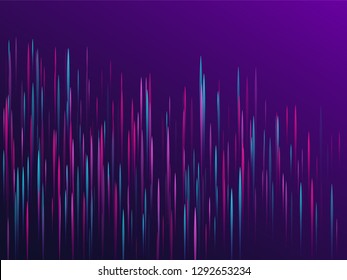Fiber optics abstract cyber background. Glowing lines falling abstract big data concept tech vector background. Digital geometric blue purple lines streams visual optic technology, speed concept.