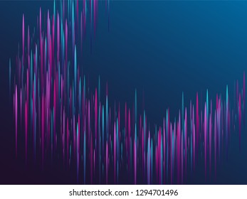 Fiber optics abstract cyber background. Glowing lines falling abstract big data concept tech vector background. Digital geometric blue purple lines streams visual optic technology, speed concept.