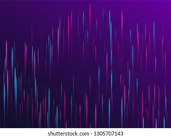 Fiber optics abstract cyber background. Glowing lines falling abstract big data concept tech vector background. Digital geometric blue purple lines streams visual optic technology, speed concept.