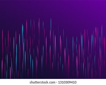 Fiber optics abstract cyber background. Glowing lines falling abstract big data concept tech vector background. Digital geometric blue purple lines streams visual optic technology, speed concept.