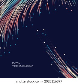 Fiber optics, data transformation vector background. big data technology, future of internet vector background design. Cyber circuit future technology background.