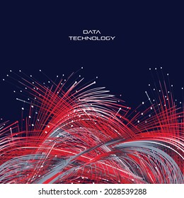 Fiber optics, data transformation vector background. big data technology, future of internet vector background design. Cyber circuit future technology background.