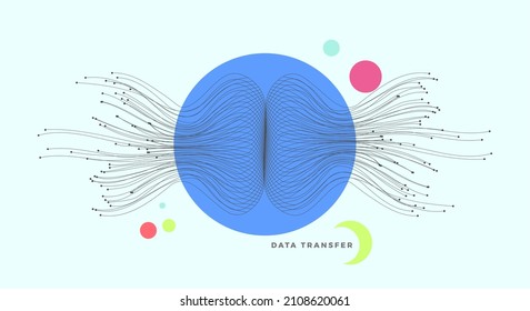 Fiber optics, data transformation vector background. big data technology, future of internet vector background design. Cyber circuit future technology background. 