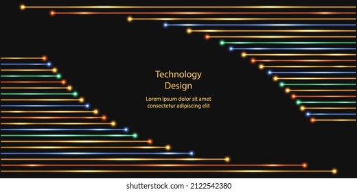 Fiber optiv technology background. Colorful impulse cable line with neon glowing light effect. Network, communication, connection digital techno business banner or poster. Vector illustration