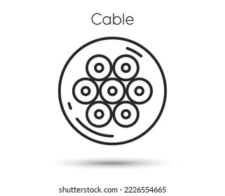 Fiber section icon. Optic cable sign. Internet network wire symbol. Illustration for web and mobile app. Line style optic fibre icon. Editable stroke internet cable section. Vector