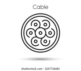 Fiber section icon. Optic cable sign. Internet network wire symbol. Illustration for web and mobile app. Line style optic fibre icon. Editable stroke internet cable section. Vector