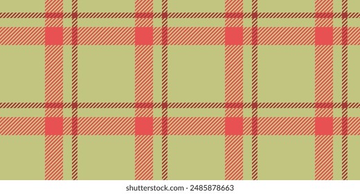 Fiber tartan textile plaid, no people pattern check fabric. 30s vector seamless texture background in red and lime colors palette.