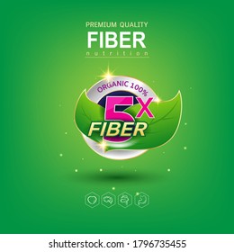 Plantilla de concepto de logotipo de fibra o vitamina en alimentos para productos.