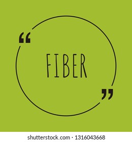 Fiber word concept. "Fiber" on green background with quote. Use for cover, banner, blog. 