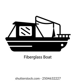 Fiberglass boat icon in glyph style 