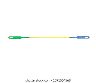 Fiber-optic connectors. Data transmission and Internet connection. A lot of Optical data transmission channels. vector of connector cable blue and green.