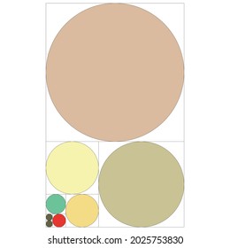 Fibonacci Circles To Create Illustrations, Vectors Or Images. Fibonacci Circle Is Complemented By A Fibonacci Cube.