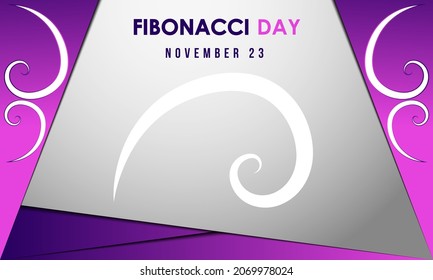 Fibonacci Day Background. November 23. Premium and luxury greeting card, letter, poster, or banner. With golden ratio shape icon. Vector illustration