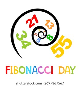 Dia de Fibonacci. 23 de novembro. Ilustração de vetor