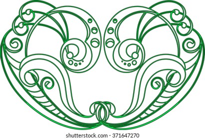 Fibonacci floral decorative element in Rocco abstraction style