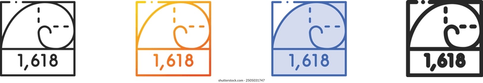 fibonacci icon.Thin Linear, Gradient, Blue Stroke and bold Style Design Isolated On White Background