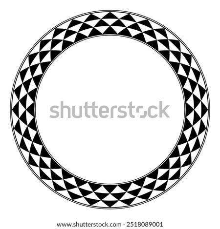 Fibonacci pattern circle frame. Decorative checkered border made by triangles which are constructed and arranged according the Fibonacci series, similar the geometrical arrangement of sunflower seeds.