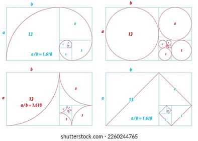 proporción fibonacci proporción divina aislada - 3d Ilustración