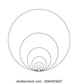 Fibonacci Sequence Circle. Golden ratio. Geometric shapes spiral. Circles in golden proportion. Futuristic minimalist fashion design