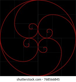 Fibonacci spiral. Golden ratio