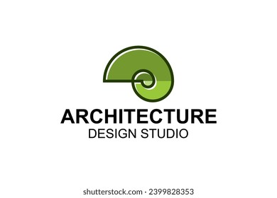 Fibonacci spiral golden ratio logo design architect icon symbol.