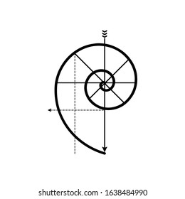 Fibonacci Spiral Logo Golden Ratio Minimalist Stock Vector (Royalty ...