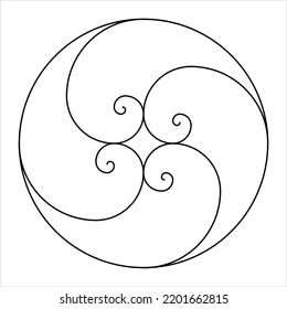 Fibonacci-Spirale, Mandala, goldenes Verhältnis, Vektorgrafik einzeln auf weißem Hintergrund