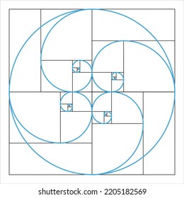 Fibonacci-Spirale, Mandala, Geometrie, goldenes Verhältnis, Vektorgrafik einzeln