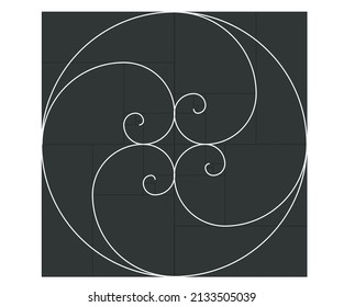 Matemáticas en espiral de Fibonacci. ilustración vectorial