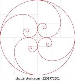 Fibonacci-Spiralen. Spirale mit goldenem Quotient. einen Kreis bilden