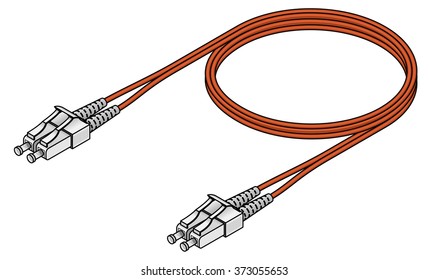 A fibre channel optical data communications cable with LC connectors.