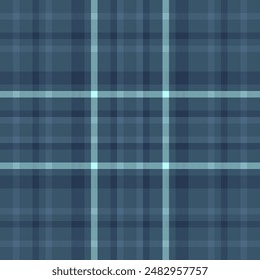 Fibre fabric pattern background, backdrop tartan plaid check. Oriental textile texture vector seamless in cyan and blue colors palette.