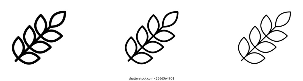 Fibre icon in tree different line stroke sizes.