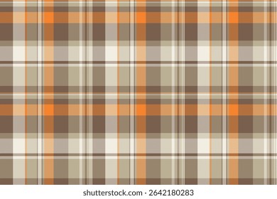 Fibre plaid vector seamless, nyc texture check tartan. Hounds tooth fabric pattern textile background in orange and pastel colors palette.
