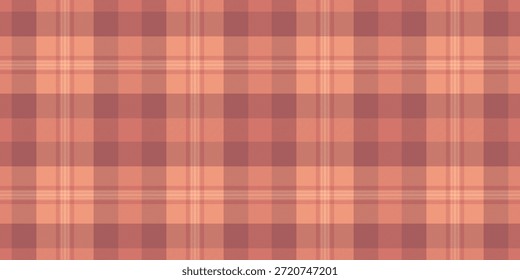Fibre seamless textile background, gentle vector pattern tartan. Micro texture fabric plaid check in red and orange colors palette.
