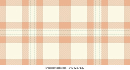Fibre texture vector plaid, old-fashioned textile pattern tartan. Wear background fabric seamless check in old lace and orange colors.