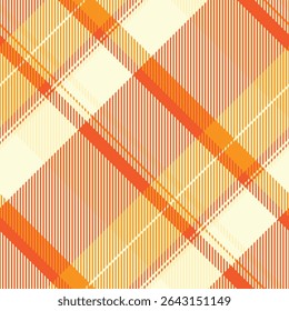 Tela escocesa de la textura del Vector de la fibra, tartán famoso del fondo de la tela. Dé el control inconsútil del patrón de la materia textil en la paleta de colores naranja y amarillo claro.