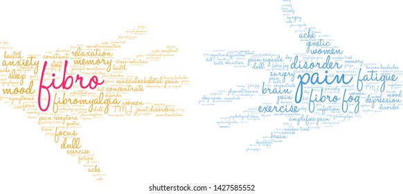 Fibro word cloud on a white background.